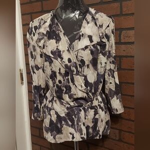 Catherine Barkley Wrap Blouse | Relaxed Fit | Abstract Print